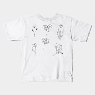 Line art flowers Kids T-Shirt